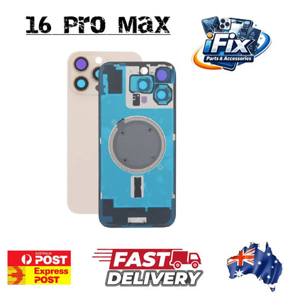 iPhone 16 Pro Max - Rear Housing Glass + Camera Lens + Metal Plate + Magsafe Magnet (Desert Titanium)