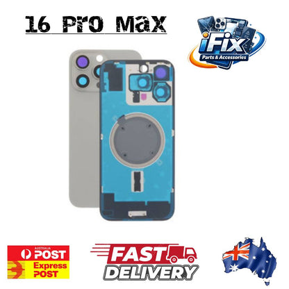 iPhone 16 Pro Max - Rear Housing Glass + Camera Lens + Metal Plate + Magsafe Magnet (Natural Titanium)