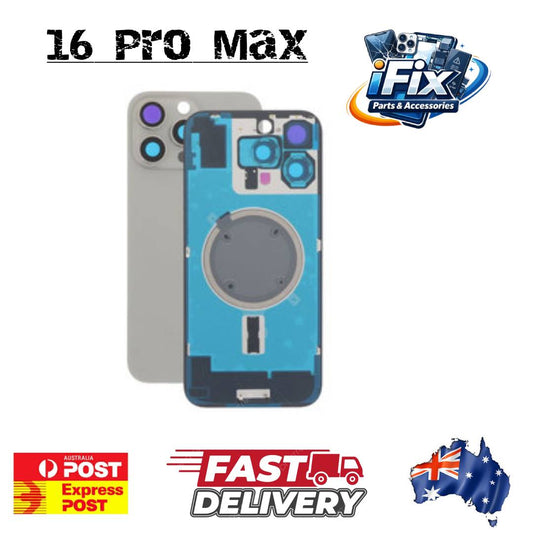 iPhone 16 Pro Max - Rear Housing Glass + Camera Lens + Metal Plate + Magsafe Magnet (Natural Titanium)